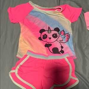Wonder Nation Pink Pajama Set with Cartoon Panda Design